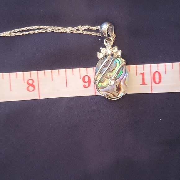 18 " inch Silver chain with Abolone and 7 CZs! Beautiful! - Picture 10 of 10